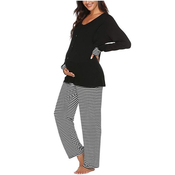 maternity winter long sleeve pajamas women pregnant nursing baby tshirt +striped pants comfortable pajamas set for breastfeeding, White
maternity winter long sleeve pajamas women pregnant nursing baby tshirt +striped pants comfortable pajamas set for breastfeeding, White