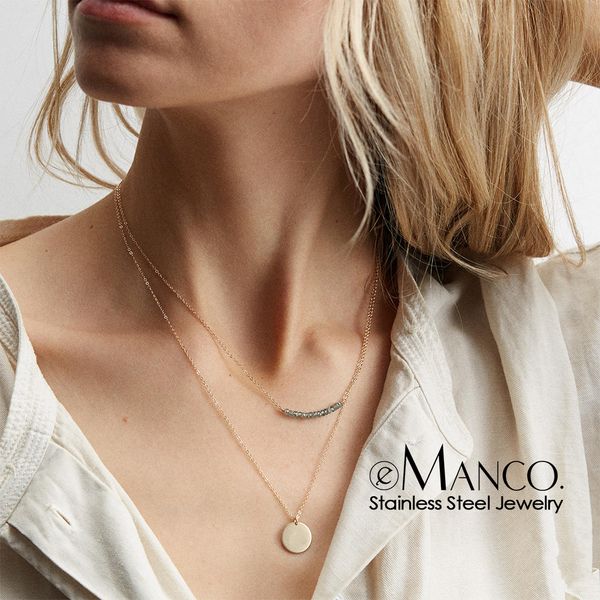 emanco double layer necklace set stainless steel choker necklaces for women crystal round pendant fashion jewelry drop shipping, Silver
emanco double layer necklace set stainless steel choker necklaces for women crystal round pendant fashion jewelry drop shipping, Silver