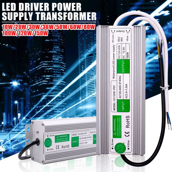 led driver 150 watts waterproof power supply transformer adapter 100v-260v ac to 12v dc low voltage output for led light us stock
led driver 150 watts waterproof power supply transformer adapter 100v-260v ac to 12v dc low voltage output for led light us stock