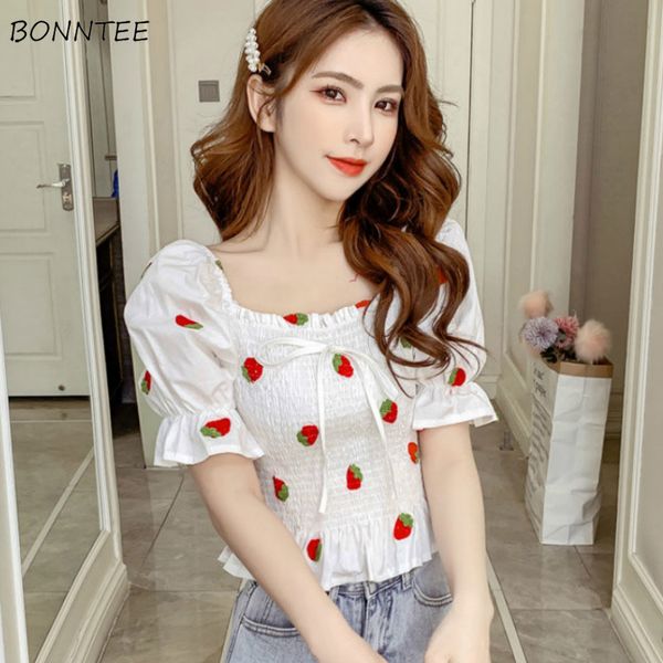 shirts women short sleeve summer fruit embroidery design loose lovely crop fashion ulzzang hem ruffles student girls leisure, White
shirts women short sleeve summer fruit embroidery design loose lovely crop fashion ulzzang hem ruffles student girls leisure, White