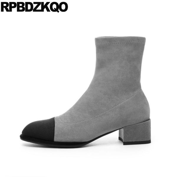 chinese fashion shoes women black square toe suede gray boots short slip on fall block ankle chunky autumn 2019
chinese fashion shoes women black square toe suede gray boots short slip on fall block ankle chunky autumn 2019