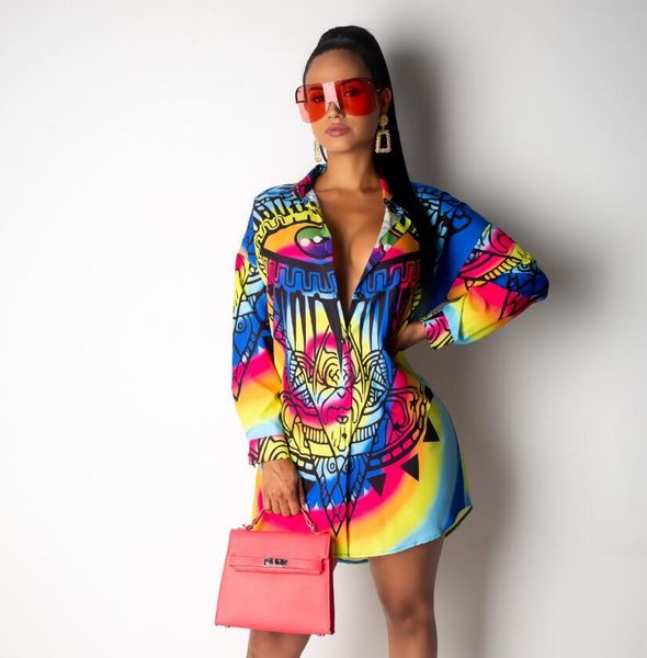 women long sleeve colorful shirt dresses v neck eye print eliegent autumn clothing curve hem party shirts, White
women long sleeve colorful shirt dresses v neck eye print eliegent autumn clothing curve hem party shirts, White
