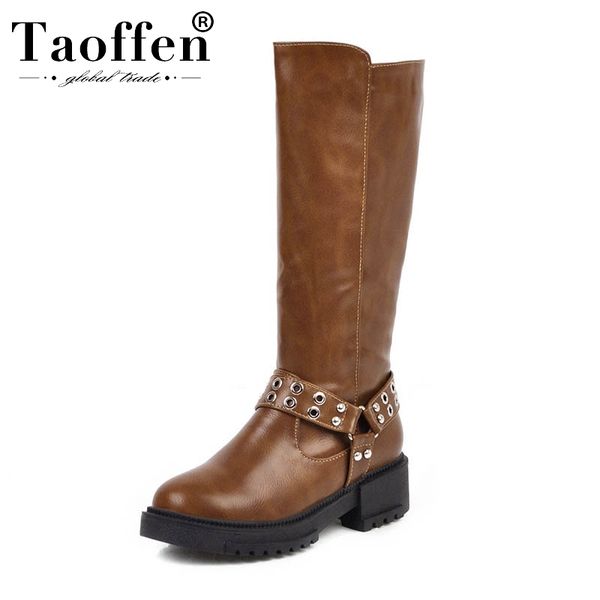 taoffen new casual buckle zipper platform knee high boots round toe chunky heels brand classics winter boots footwear size 34-40, Black
taoffen new casual buckle zipper platform knee high boots round toe chunky heels brand classics winter boots footwear size 34-40, Black