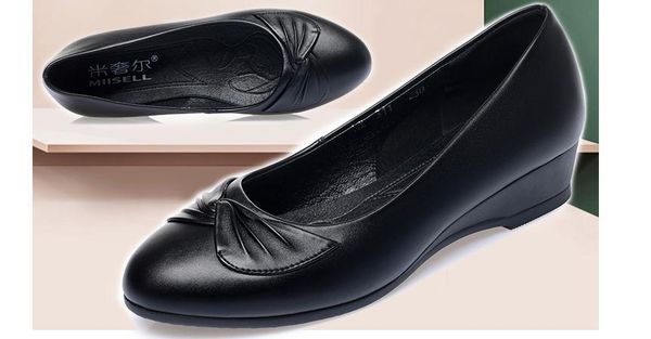 2020 women's shoes in spring and autumn with new style slope heel round head bowknot@9127, Black
2020 women's shoes in spring and autumn with new style slope heel round head bowknot@9127, Black