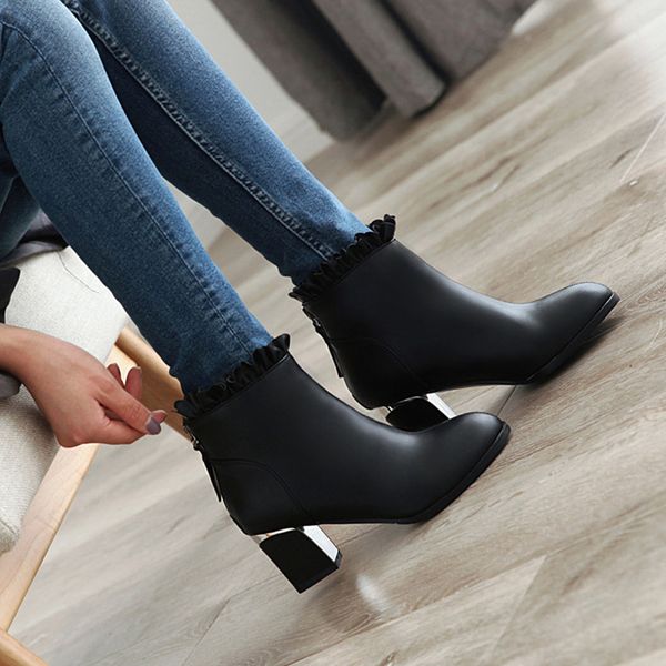 sarairis brand plus size 32-45 ladies high heel ruffles shoes woman casual party office lady ankle boots women 2019, Black
sarairis brand plus size 32-45 ladies high heel ruffles shoes woman casual party office lady ankle boots women 2019, Black