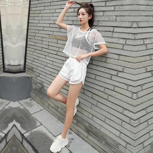 2019 the new lady suit is a three-piece breathable mesh blouse bra shorts professional fitness and running suit, White
2019 the new lady suit is a three-piece breathable mesh blouse bra shorts professional fitness and running suit, White