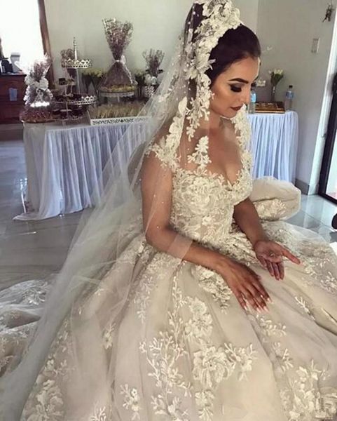 sheer lace appliques ball gown wedding dresses 2020 mode middle east bridal gowns pleated customized long robe de marriage formal, White
sheer lace appliques ball gown wedding dresses 2020 mode middle east bridal gowns pleated customized long robe de marriage formal, White