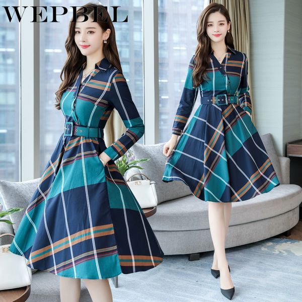 wepbel spring autumn new women's dresses korean edition medium and long early autumn checker dress, Black;gray
wepbel spring autumn new women's dresses korean edition medium and long early autumn checker dress, Black;gray