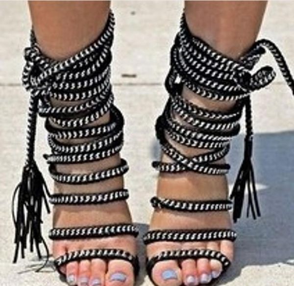 high heels chains rope women sandals strappy gladiator sandals ankle women boots lace up shoes woman autumn shoes, Black
high heels chains rope women sandals strappy gladiator sandals ankle women boots lace up shoes woman autumn shoes, Black