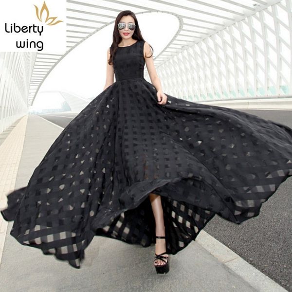 casual dresses fashion womens black white beach long 2021 summer sleeveless o-neck plaid bohemian maxi dress ladies clothes, Black;gray
casual dresses fashion womens black white beach long 2021 summer sleeveless o-neck plaid bohemian maxi dress ladies clothes, Black;gray