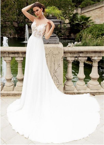 see through принцесса длинный поезд пляж vestido de noiva кружева аппликации шифон a-line свадебное платье sexy summer boho свадебные платья, White
see through принцесса длинный поезд пляж vestido de noiva кружева аппликации шифон a-line свадебное платье sexy summer boho свадебные платья, White