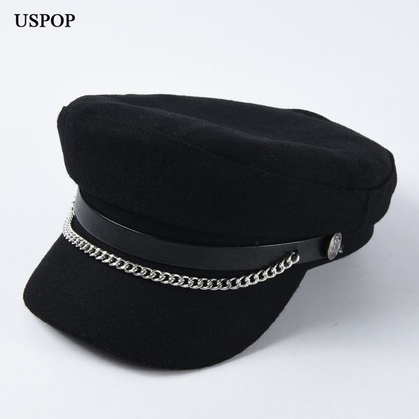 uspop 2019 new winter hats women wool newsboy caps chain decoration visor caps female vintage hats, Blue;gray
uspop 2019 new winter hats women wool newsboy caps chain decoration visor caps female vintage hats, Blue;gray