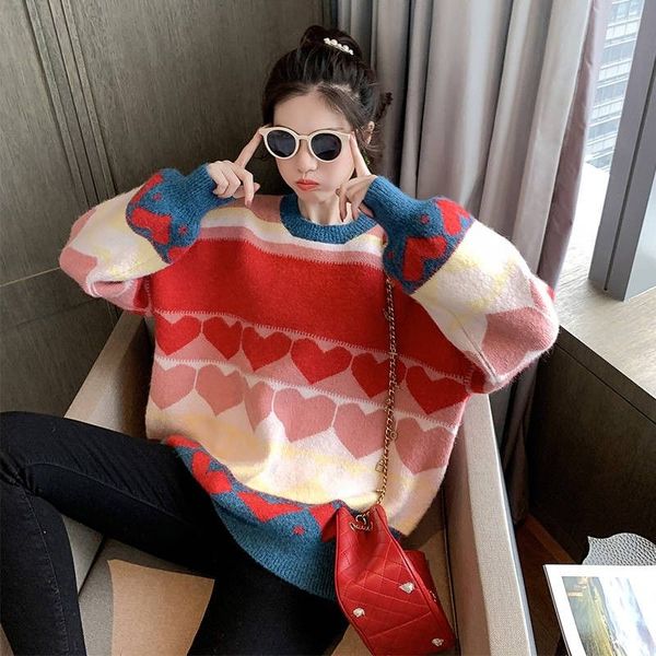 love heart contrast color sweater 2019 autumn winter women long sleeve pullover pull femme korean sweet knit jumper, White;black
love heart contrast color sweater 2019 autumn winter women long sleeve pullover pull femme korean sweet knit jumper, White;black