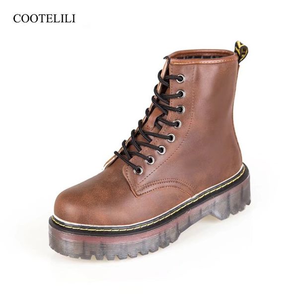 cootelili winter lace-up shoes ladies fashion rubber ankle boots for women pu leather boots platform 35-40, Black
cootelili winter lace-up shoes ladies fashion rubber ankle boots for women pu leather boots platform 35-40, Black