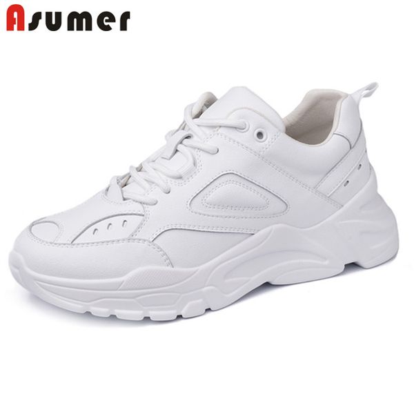 asumer 2020 spring summer genuine leather shoes women sneaker lace up single shoes casual dad fashion flat woman, Black
asumer 2020 spring summer genuine leather shoes women sneaker lace up single shoes casual dad fashion flat woman, Black