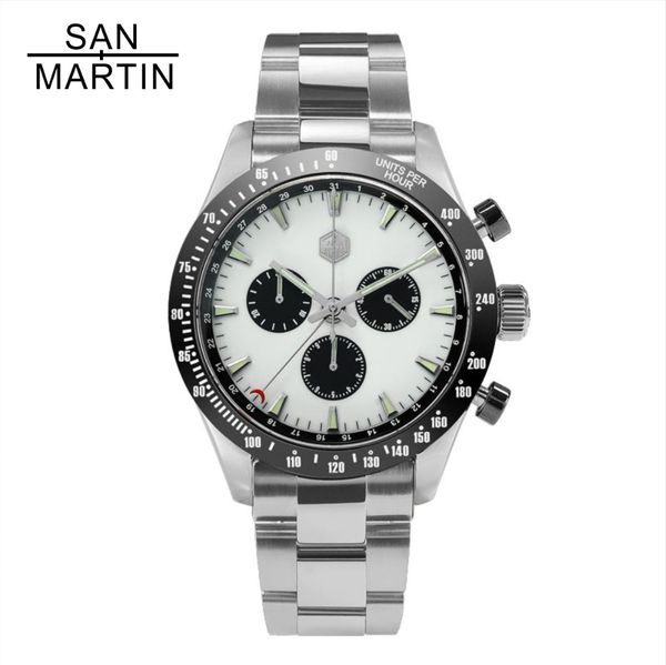 san martin new vintage quartz watch ceramic bezel swiss movement clock wristwatch stainlss steel chronograph watch, Slivery;brown
san martin new vintage quartz watch ceramic bezel swiss movement clock wristwatch stainlss steel chronograph watch, Slivery;brown