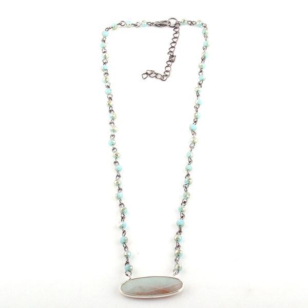 fashion jewelry 4mm blue glass rosary link & chain stone amazonite charm choker necklaces for women ethnic necklace, Silver
fashion jewelry 4mm blue glass rosary link & chain stone amazonite charm choker necklaces for women ethnic necklace, Silver