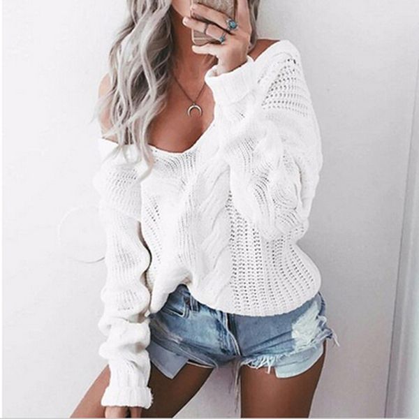 autumn winter women off shoulder sweatershirts casual loose deep v neck long sleeve knitting pullovers twist knitted, White;black
autumn winter women off shoulder sweatershirts casual loose deep v neck long sleeve knitting pullovers twist knitted, White;black