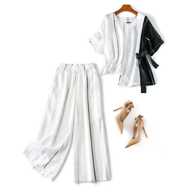 women cotton linen casual summer pants suit striped batwing sleeve asymmetric and blouses 2019 two piece set outfits white
women cotton linen casual summer pants suit striped batwing sleeve asymmetric and blouses 2019 two piece set outfits white