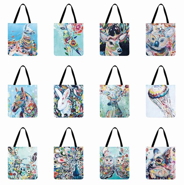 ladies shoulder bag watercolor animal painting printed tote bag foldable shopping outdoor beach casual totes
ladies shoulder bag watercolor animal painting printed tote bag foldable shopping outdoor beach casual totes