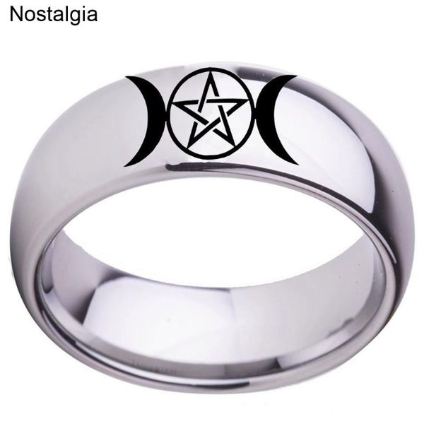 nostalgia triple moon goddess stainless steel wicca crescent moon ring pentagram pagan jwelry for women men, Silver
nostalgia triple moon goddess stainless steel wicca crescent moon ring pentagram pagan jwelry for women men, Silver