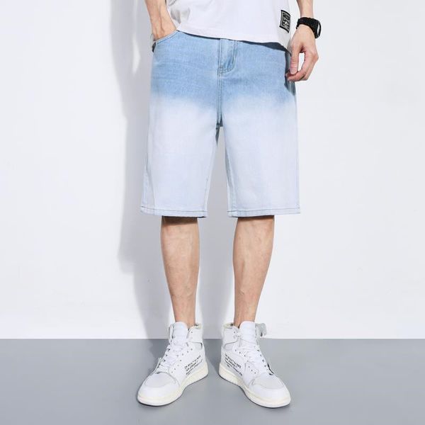 mens designer gradient color jeans knee length street jeans shorts straight mid waist zipper fly shorts with pocket, Blue
mens designer gradient color jeans knee length street jeans shorts straight mid waist zipper fly shorts with pocket, Blue