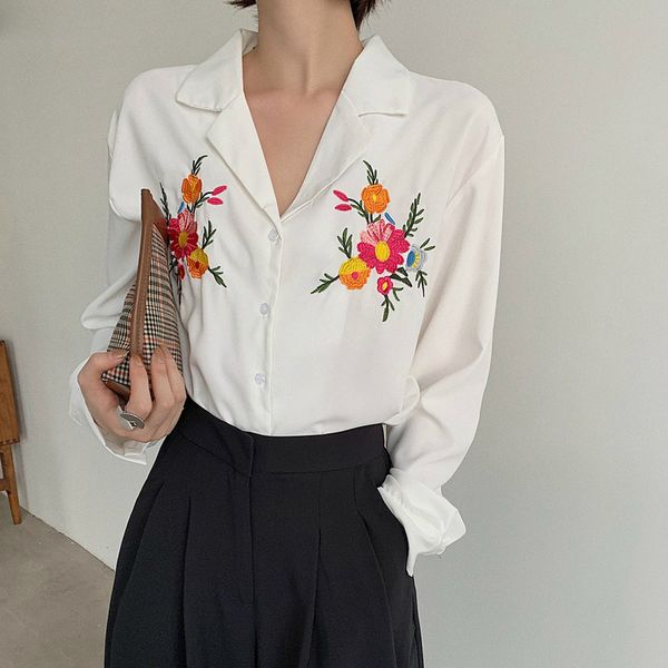simple casual embroider women shirts autumn winter notched collar white shirts female blouses
simple casual embroider women shirts autumn winter notched collar white shirts female blouses