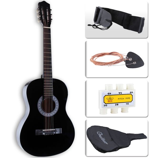 

38" beginners acoustic guitar with guitar case, strap, tuner&pick steel strings