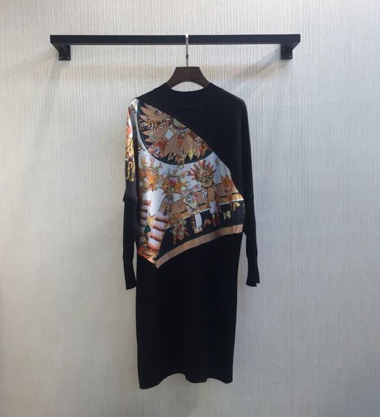 2019 new ladies fashion long sleeve round neck silk print paneled wool dress 1217, Black;gray
2019 new ladies fashion long sleeve round neck silk print paneled wool dress 1217, Black;gray