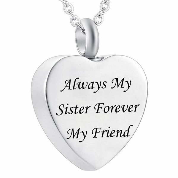 round/heart pendant cremation jewelry necklace with funnel filler kit ashes keepsake memorial necklace - always my sister forever my friend, Silver
round/heart pendant cremation jewelry necklace with funnel filler kit ashes keepsake memorial necklace - always my sister forever my friend, Silver