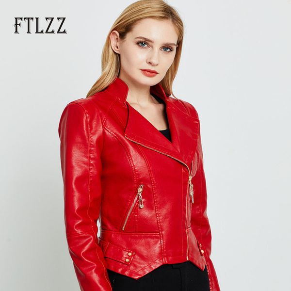 biker moto style leather jacket women slim zipper turn down collar short faux leather coat spring autumn fashion red outerwear, Black
biker moto style leather jacket women slim zipper turn down collar short faux leather coat spring autumn fashion red outerwear, Black