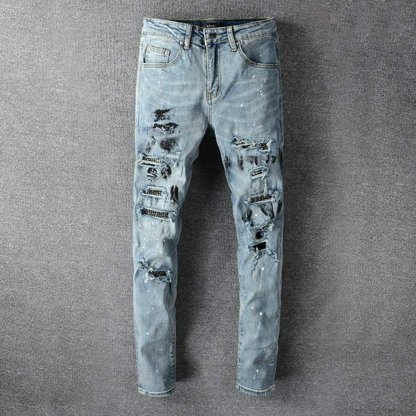 european and american street tide brand 20ss mens designer amir hip-hop casual light blue jeans us amir hole washed jeans embroidered #626
european and american street tide brand 20ss mens designer amir hip-hop casual light blue jeans us amir hole washed jeans embroidered #626