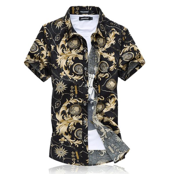 men's short sleeve floral printing dress shirt plus size -6xl summer slim fashion cotton blouse casual business social shirts, White;black
men's short sleeve floral printing dress shirt plus size -6xl summer slim fashion cotton blouse casual business social shirts, White;black