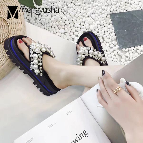 korean version string pearl platform sandals women thick bottom muffin slides women clip toe flip flops mujer beach slippers, Black
korean version string pearl platform sandals women thick bottom muffin slides women clip toe flip flops mujer beach slippers, Black