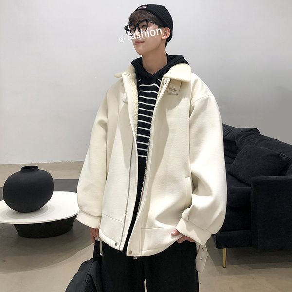 winter thickening lamb hair jacket men's warm fashion parka men solid color casual lapel coat man wild loose cotton jacket male, Black
winter thickening lamb hair jacket men's warm fashion parka men solid color casual lapel coat man wild loose cotton jacket male, Black