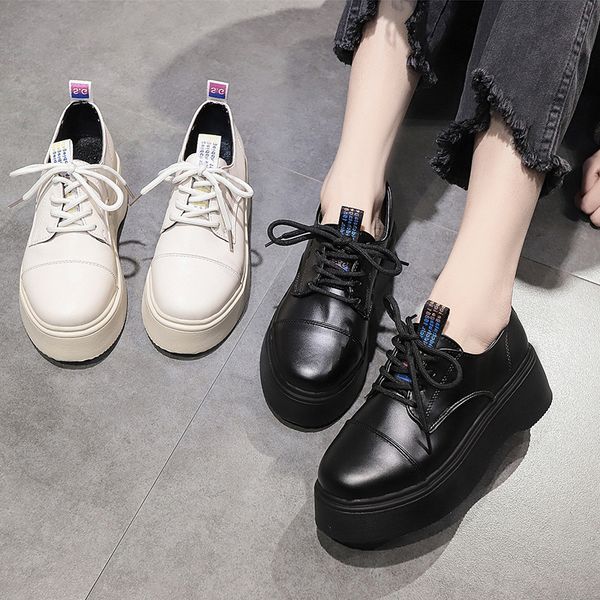 women shoes autumn platform british style round toe female footwear casual sneaker 2019 fashion women's oxfords fall, Black
women shoes autumn platform british style round toe female footwear casual sneaker 2019 fashion women's oxfords fall, Black