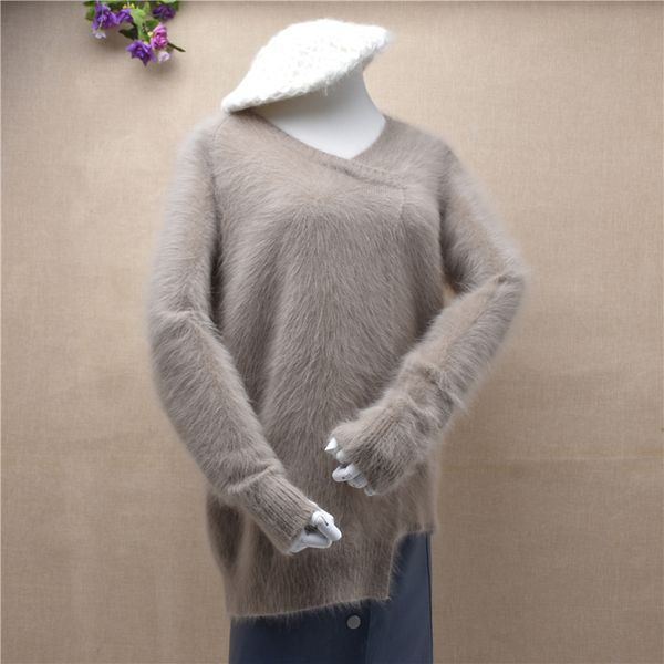 regular women bottomed sweater basic gray v-neck long sleeve irregular hem angora hair sweater mink fleece pullover, White;black
regular women bottomed sweater basic gray v-neck long sleeve irregular hem angora hair sweater mink fleece pullover, White;black
