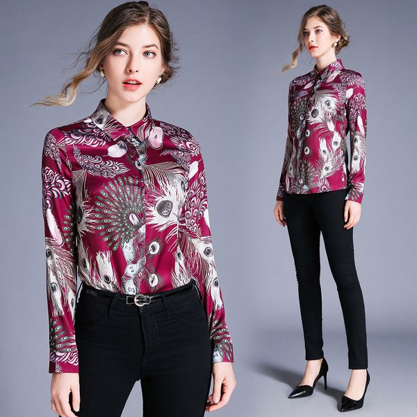 new spring fall fashion printed shirts women's runway long sleeve blouses office lady business slim lapel neck shirt, White
new spring fall fashion printed shirts women's runway long sleeve blouses office lady business slim lapel neck shirt, White