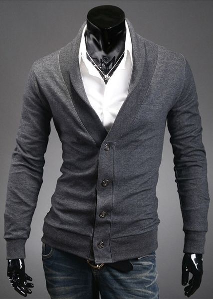 dark grey new men's fashion long sleeve cardigan, White;black
dark grey new men's fashion long sleeve cardigan, White;black