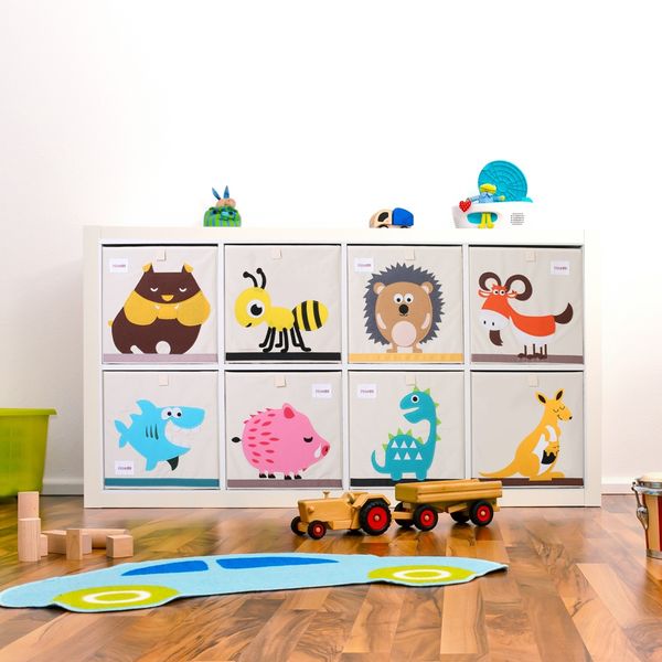 cube oxford cloth animal embroider folding storage box kid toys organizer children sundries storage basket organizador 33*33*33