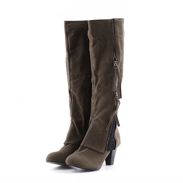 1pair women riding boots winter shoes high heel botas fold ankle lace detailing at side zipper knee-length boots female, Black
1pair women riding boots winter shoes high heel botas fold ankle lace detailing at side zipper knee-length boots female, Black