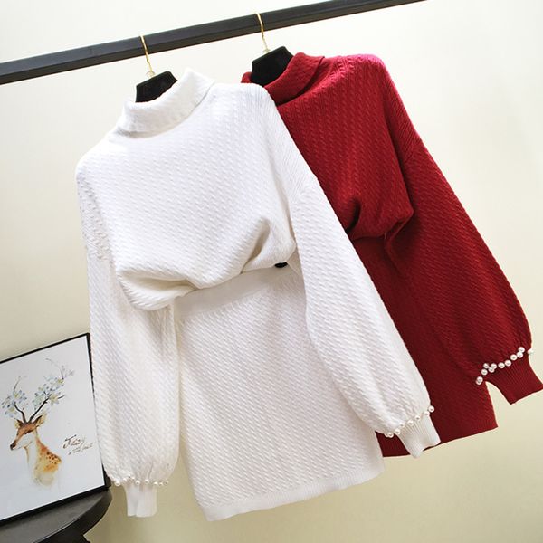 alphalmoda 2018 autumn winter turtleneck collar pearls beading sleeve pullover sweater + skirt 2 piece women set, White
alphalmoda 2018 autumn winter turtleneck collar pearls beading sleeve pullover sweater + skirt 2 piece women set, White