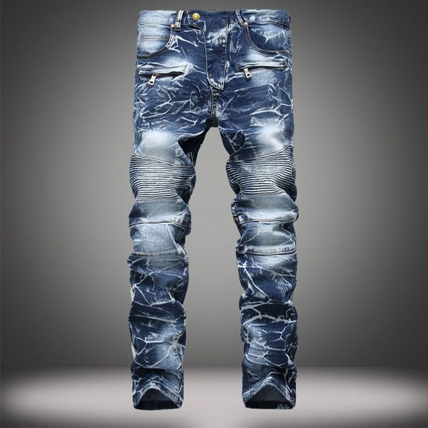 new brand mens snow designer fashion slim skinny moto biker casual jeans straight motorcycle jeans men destroyed denim trousers, Blue
new brand mens snow designer fashion slim skinny moto biker casual jeans straight motorcycle jeans men destroyed denim trousers, Blue