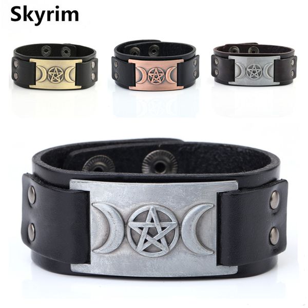 skyrim punk jewelry bracelets triple moon goddess wicca leather bracelet pentagram magic amulet adjustable vintage strap jewelry, Black
skyrim punk jewelry bracelets triple moon goddess wicca leather bracelet pentagram magic amulet adjustable vintage strap jewelry, Black
