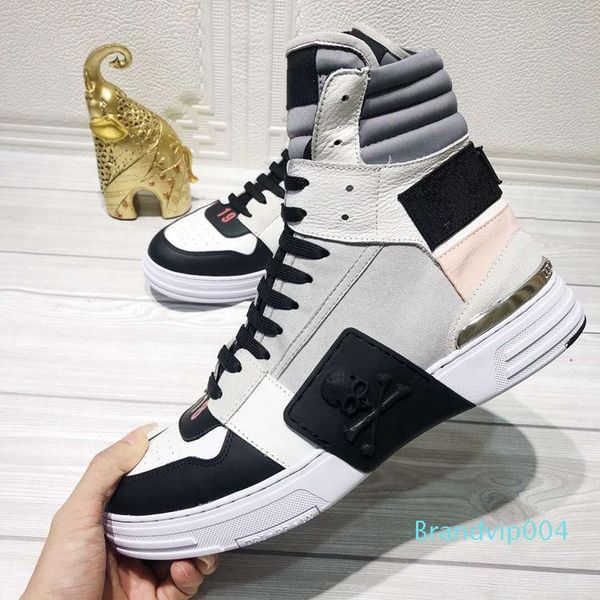 european station fashion drill men's boots, leisure high-uppers, leather comfortable, thick-soled men's shoes of freight, Black
european station fashion drill men's boots, leisure high-uppers, leather comfortable, thick-soled men's shoes of freight, Black