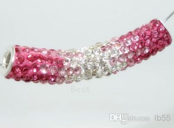 pink rose wholesale 50*10mm clay long bending tube crystal beads charms for bracelet
pink rose wholesale 50*10mm clay long bending tube crystal beads charms for bracelet