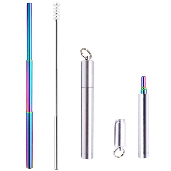 

20pcs reusable collapsible straw drinking portable straw stainless steel metal straws silicone tip with carry case
