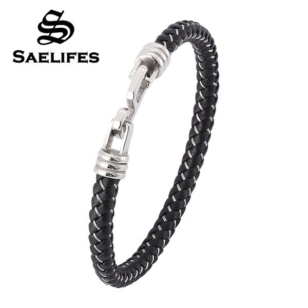 fashion 6mm stainless steel wire leather braided bracelet easy hook clasp woven bangles fashion jewelry pulseras hombre pb0380, Golden;silver
fashion 6mm stainless steel wire leather braided bracelet easy hook clasp woven bangles fashion jewelry pulseras hombre pb0380, Golden;silver