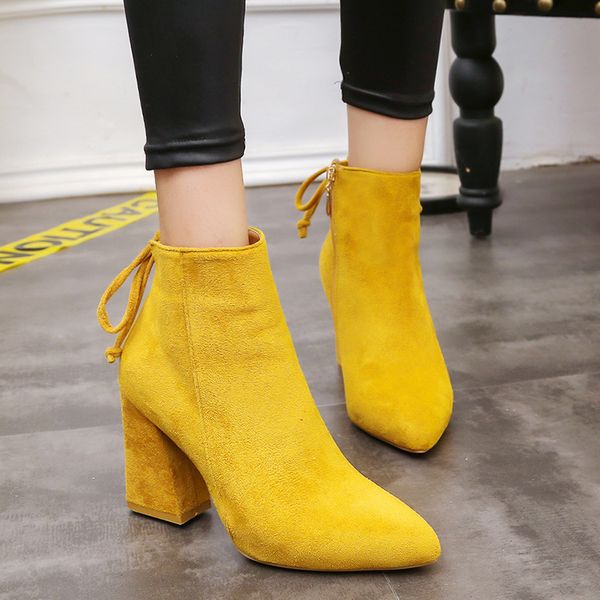 2019 mid calf yellow color pointed toe zippers autumn spring women casual lace-up martin boots s04, Black
2019 mid calf yellow color pointed toe zippers autumn spring women casual lace-up martin boots s04, Black