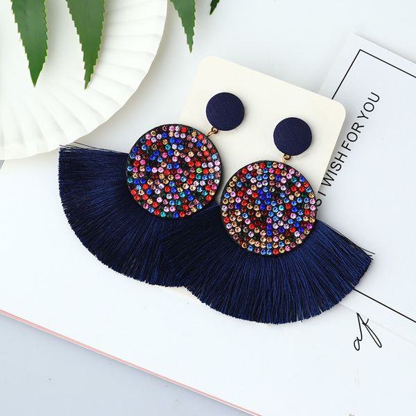 bicux bohemian big tassel crystal drop earrings for women 2019 fashion statement jewelry cotton handmade fabric fringe earring, Silver
bicux bohemian big tassel crystal drop earrings for women 2019 fashion statement jewelry cotton handmade fabric fringe earring, Silver